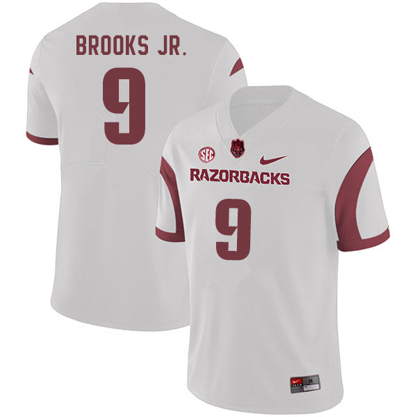 Men #9 Greg Brooks Jr. Arkansas Razorbacks College Football Jerseys Sale-White